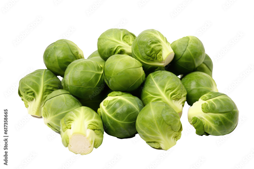 Brussels sprouts. Transparent background. generative AI