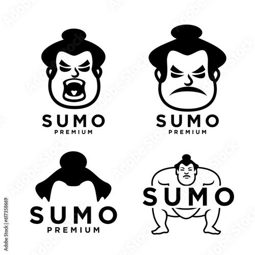 Sumo set collection mascot logo icon design illustration