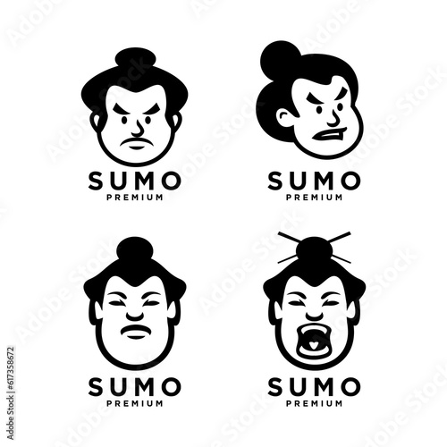 Sumo set collection mascot logo icon design illustration