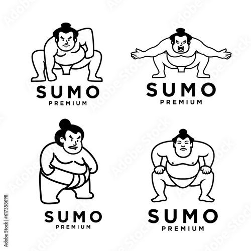 Sumo set collection mascot logo icon design illustration