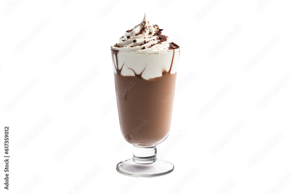 Chocolate frappe on top whipped cream isolated on transparent ...
