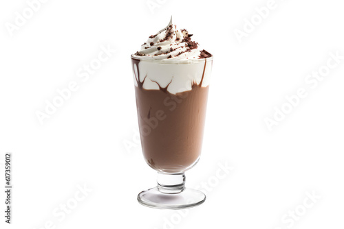 Fotografie, Tablou Chocolate frappe on top whipped cream isolated on transparent background