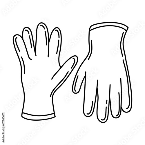 vector drawing in doodle style. working protective glove. construction tool, hand work