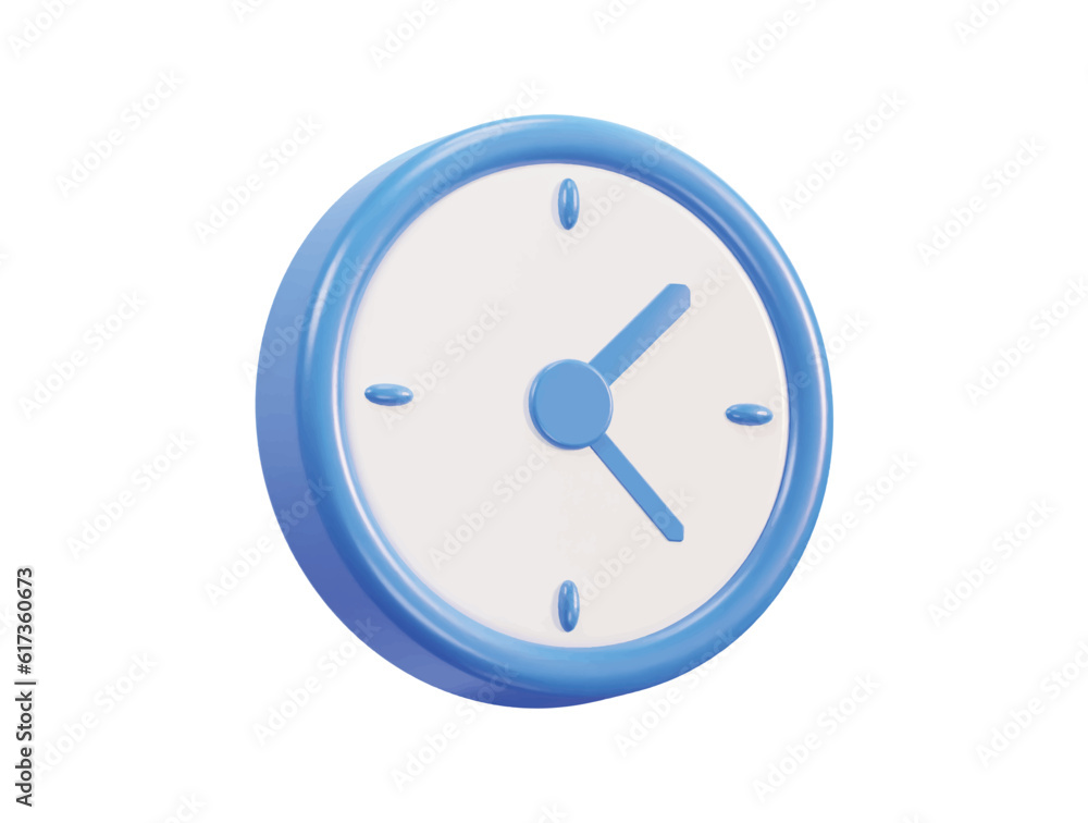 Vector wall round clock 3d icon timekeeping social media countdown time management icon Vector wall round clock 3d icon timekeeping social media countdown time management icon