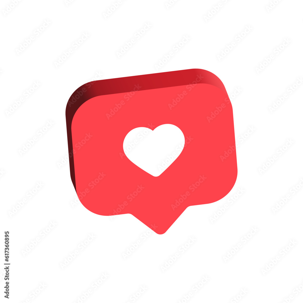 Heart in 3d speech bubble icon background. like heart social media notification icons 3d modern, love like chat bubbles social network post reactions - favorite hearts, 3d rendering, 3d illustration Heart in 3d speech bubble icon background. like heart social media notification icons 3d modern, love like chat bubbles social network post reactions - favorite hearts, 3d rendering, 3d illustration