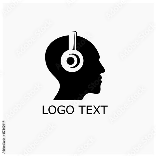 Head with headphones icon illustration isolated vector sign symbol