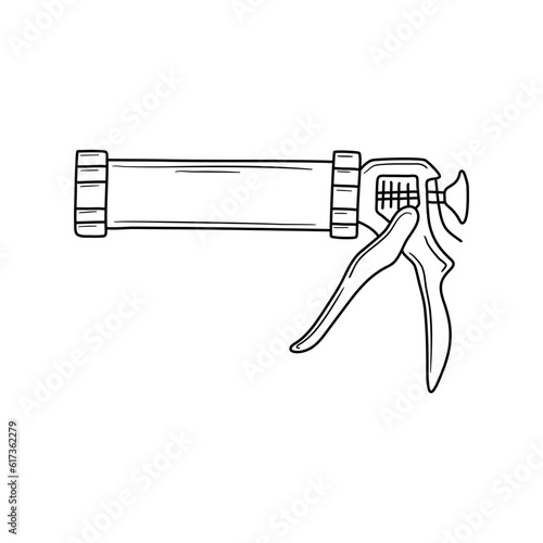 Vector hand drawn caulking gun, silicone gun isolated on white background