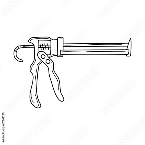 Vector hand drawn caulking gun, silicone gun isolated on white background