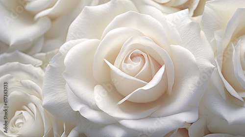soft white roses wedding romance close up - by generative ai