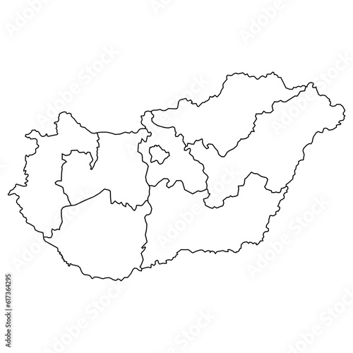 Hungary map background with states. Hungary map isolated on white background. Vector illustration
