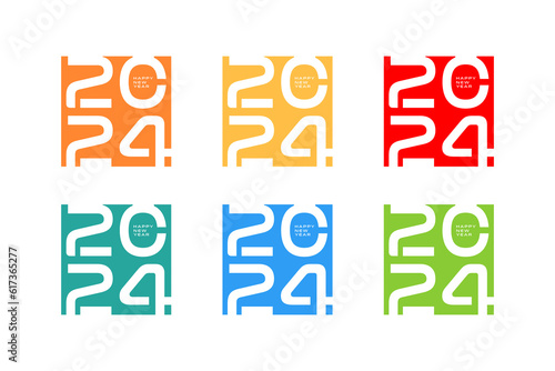 2024 new year logo design, with truncated and colorful numbers in poster style