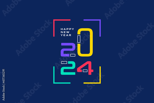 2024 new year logo design, with truncated and colorful numbers