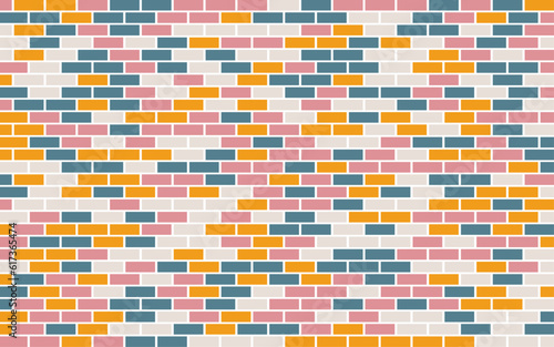 Colorful mosaic brick wall background. Abstract geometric seamless pattern design. Vector illustration.