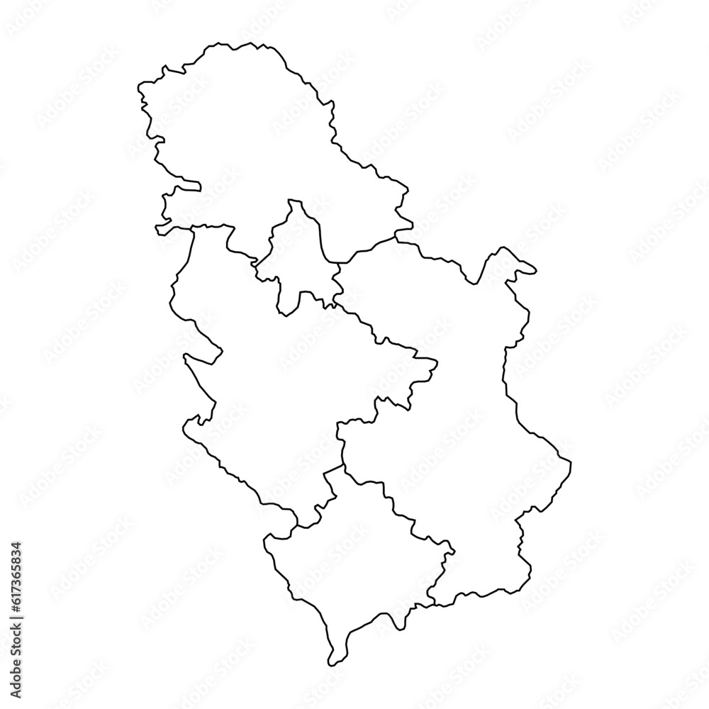 Serbia map background with states. Serbia map isolated on white background. Vector illustration