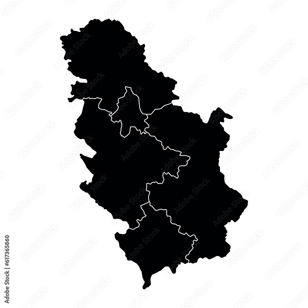 Serbia map background with states. Serbia map isolated on white background. Vector illustration
