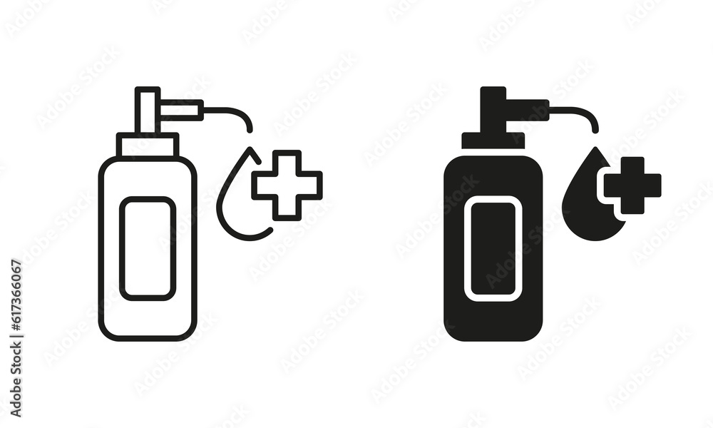 Hand Sanitizer Bottle Symbol Collection. Alcohol Disinfection Bottle with Pump Line and Silhouette Icon Set. Sanitizer Gel or Antiseptic Liquid to Kill Bacteria Virus. Isolated Vector illustration Hand Sanitizer Bottle Symbol Collection. Alcohol Disinfection Bottle with Pump Line and Silhouette Icon Set. Sanitizer Gel or Antiseptic Liquid to Kill Bacteria Virus. Isolated Vector illustration