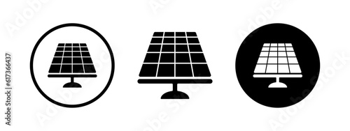 Solar panel with sun energy. Green energy. Sun power station. Vector icon illustration.