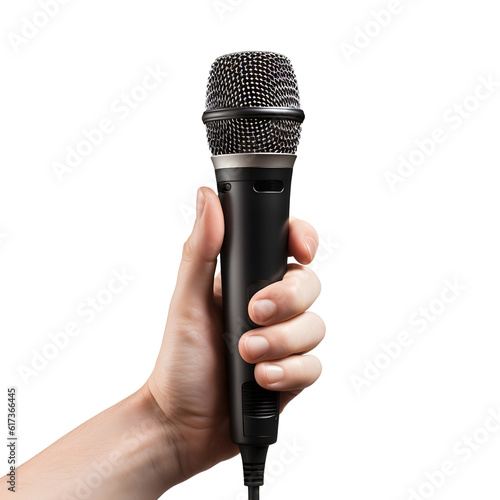 Hand Holding Microphone - Isolated on Transparent Background - High Resolution