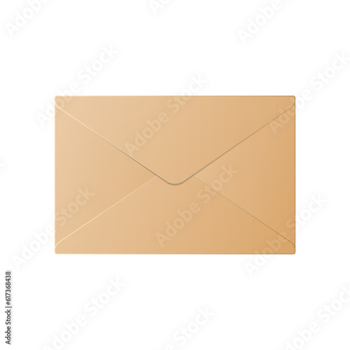 Yellow closed postal envelope isolated on a white background