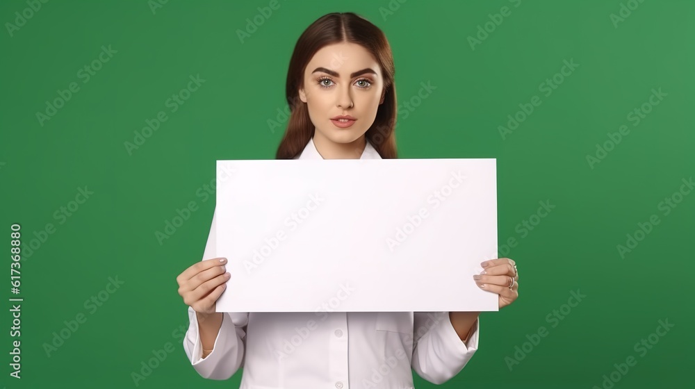 Female Doctor with Informative Poster. Generative AI Female Doctor with Informative Poster. Generative AI
