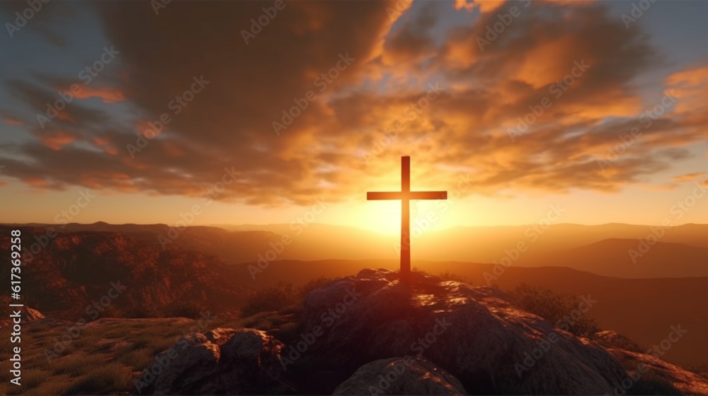 A holy cross symbolizing the death and resurrection of Jesus Christ, Generative AI.