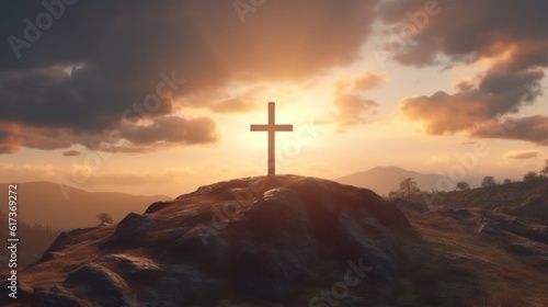 A holy cross symbolizing the death and resurrection of Jesus Christ, Generative AI.