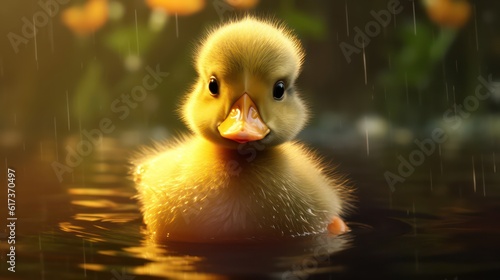 Baby duck with water