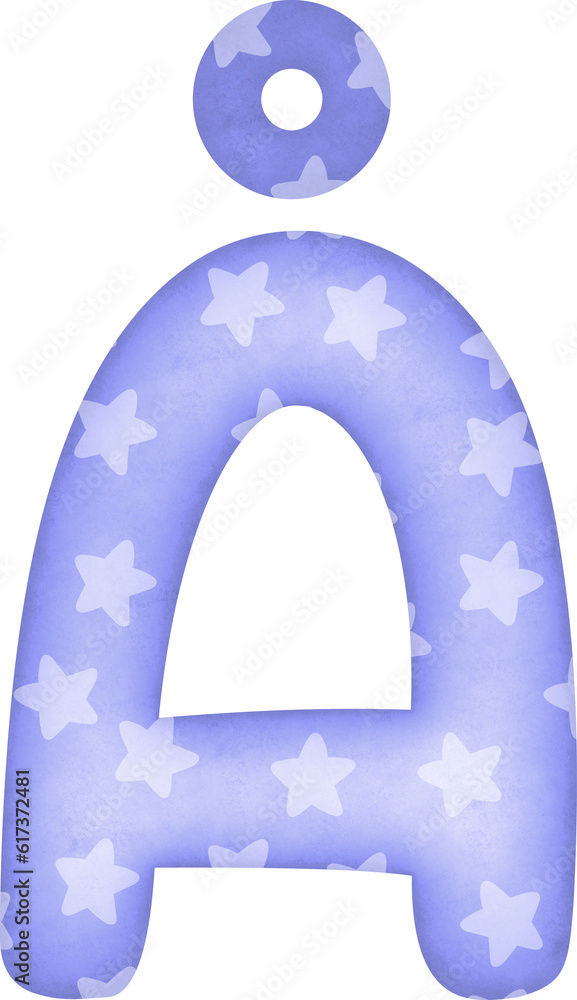 Letter Å with star pattern in blue tone Letter Å with star pattern in blue tone