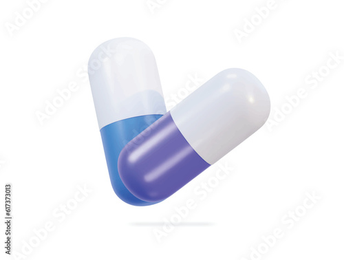 medical Pills capsule drug flying 3d icon vector illustration