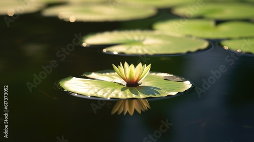 A beautiful pink waterlily or lotus flower in pond generative ai