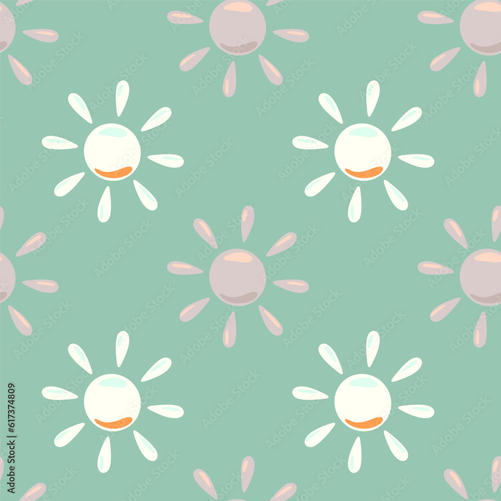 Sun seamless hand drawn pattern in doodle style. Sun seamless hand drawn pattern in doodle style.