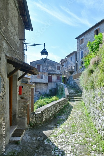 A characteristic street in Artena  an old village in the province of Rome  Italy.
