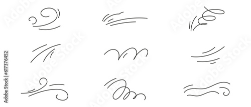 Doodle wind moving line. Breath of the typhoon. Flat Vector isolated illustration