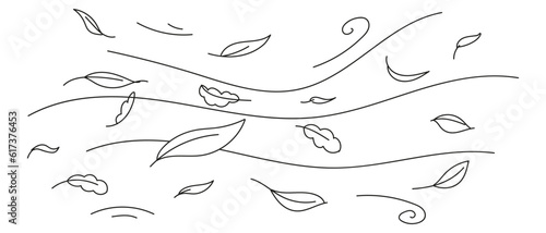 Tableau sur toile Doodle wind carrying fallen leaves