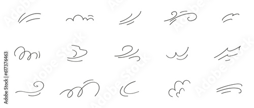 Doodle wind moving line. Breath of the typhoon. Flat Vector isolated illustration