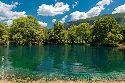 View of the Vouliasta Lake  the source of the Louros River in Epirus  Greece