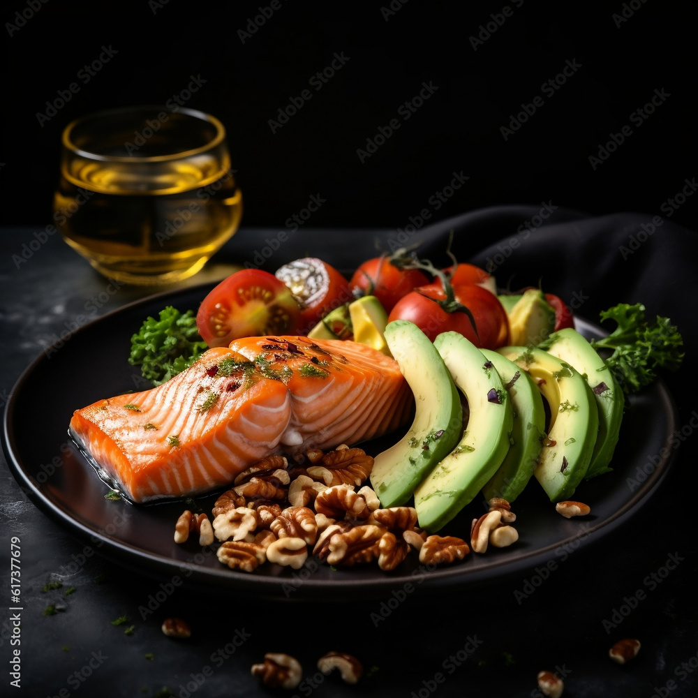 Healthy Fats: Salmon, Oil, Nuts, Avocado - Nutritious Ingredients for a Balanced Diet, Heart Health, and Wellness, Fatty Acids Healthy Fats: Salmon, Oil, Nuts, Avocado - Nutritious Ingredients for a Balanced Diet, Heart Health, and Wellness, Fatty Acids