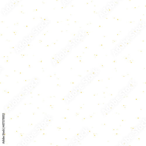 Starry night sky with little yellow stars seamless pattern on transparent background. Flat style vector illustration. Abstract geometric design. Space, cosmos, galaxy, universe backdrop, wallpaper