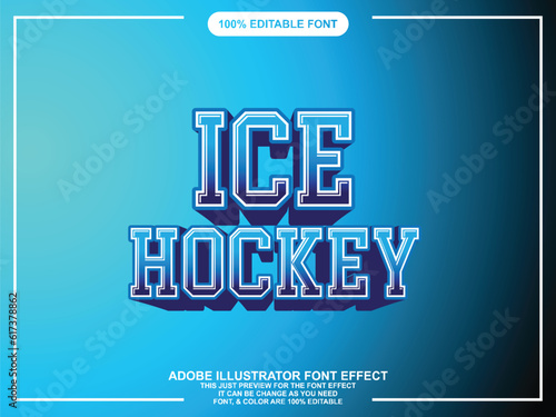 modern ice sport editable font text effect, text graphic style