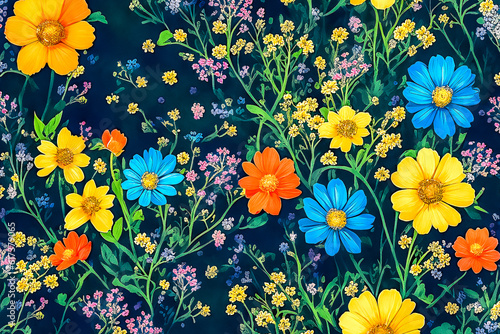 Wallpaper Mural Abstract floral illustration. Wildflower pattern. Generative AI Torontodigital.ca
