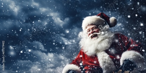 Christmas background with Santa Claus. Illustration AI Generative. © olegganko