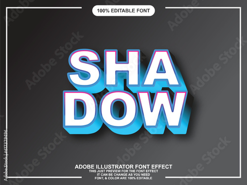 modern 3d with shadow  editable font text effect, text graphic style