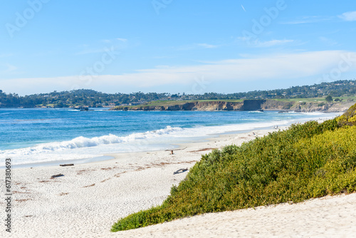White sand beach in California on a sunny fall day