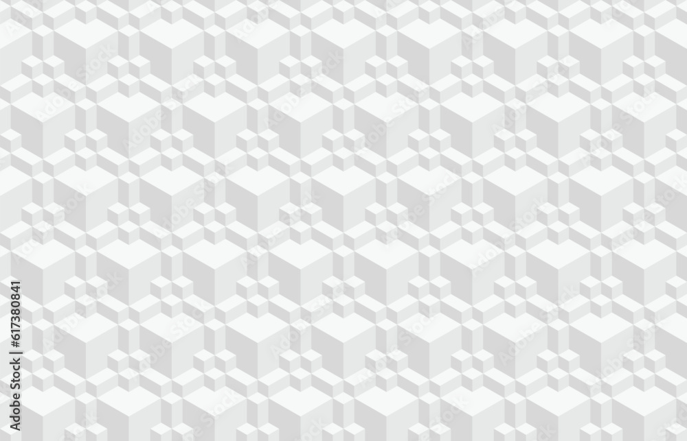 Abstract black and white 3d geometric seamless pattern. Isometric hexagonal cubes optical illusion modern background in neutral grey color. Abstract black and white 3d geometric seamless pattern. Isometric hexagonal cubes optical illusion modern background in neutral grey color.