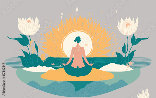 Photography thought provoking vector illustration that explores the concept of mindfulness and inner peace