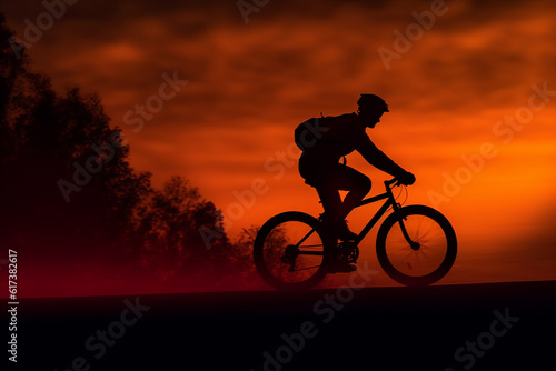 Wallpaper Mural silhouette of a person riding a bike in nature Torontodigital.ca