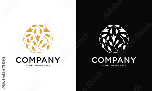Abstract elegant tree leaf flower logo icon vector design. Universal creative premium symbol. Graceful jewel boutique