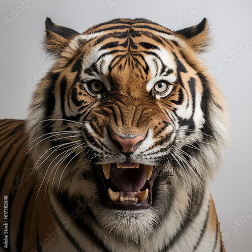 Sumatra tiger (Panthera tigris sumatrae)  white background , ai generated<@1074072328423616662> photo
