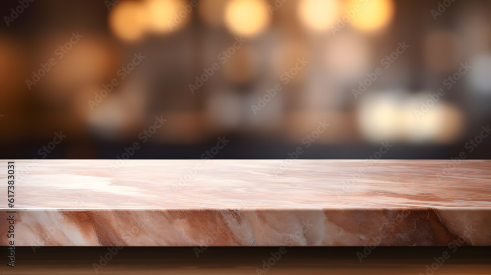 empty wooden table with restaurant blurry background for staging empty wooden table with restaurant blurry background for staging