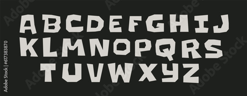 Cut out paper Alphabet Letters set. Scrapbook collage Font